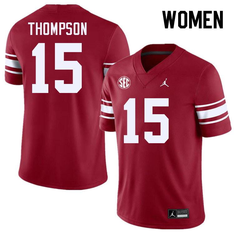 Women #15 Brenen Thompson Oklahoma Sooners 2024 SEC Conference College Football Jerseys-Throwback